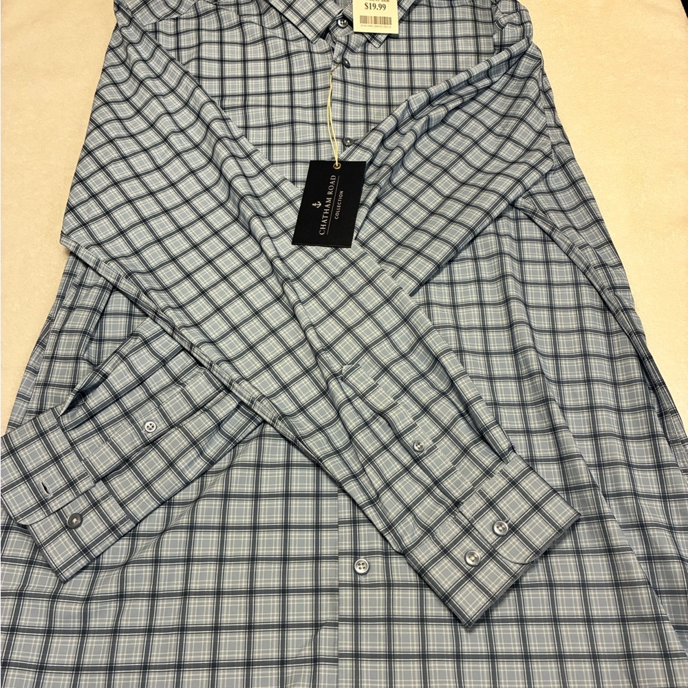 Calvin Klein Men's Blue Plaid Button Down Shirt